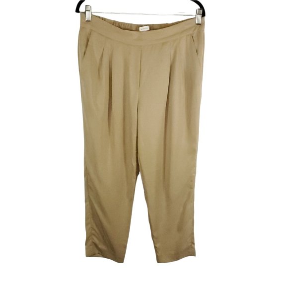 Aritzia Babaton Cohen Japanese Crepe Dress Pants Women's Size 10 Beige Khaki - Picture 2 of 14